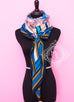 Hermes "Duo d'Etriers" Blue Pink Cashmere 140 GM Shawl Scarf