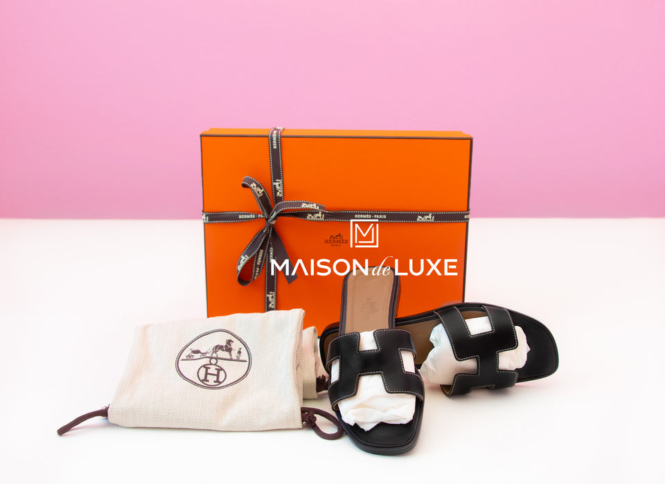 Hermes Women's Black Oran Sandal Slipper 36 Shoes