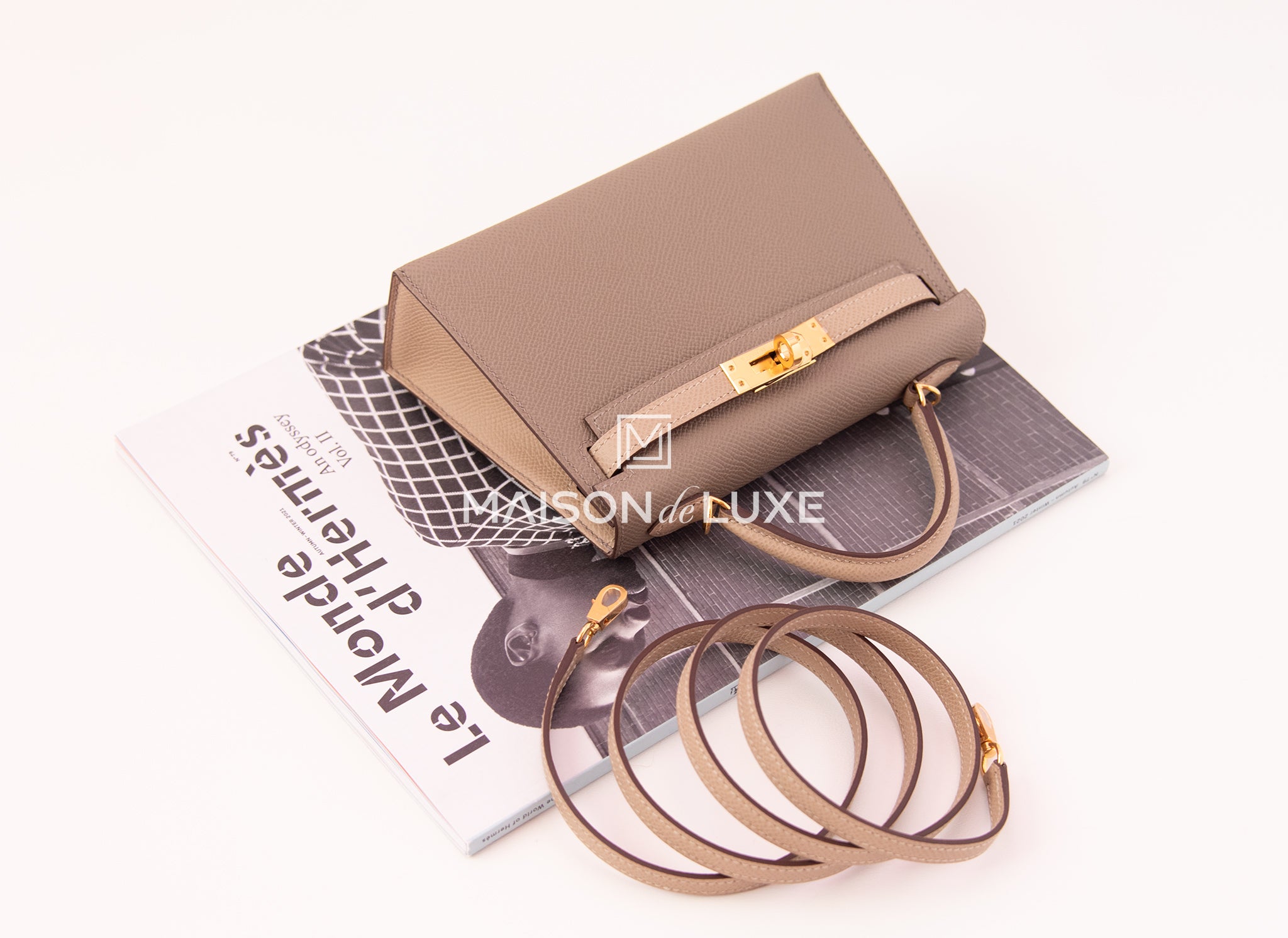 Replica Hermes Kelly Mini II Handbag In Gris Asphalt Epsom Leather