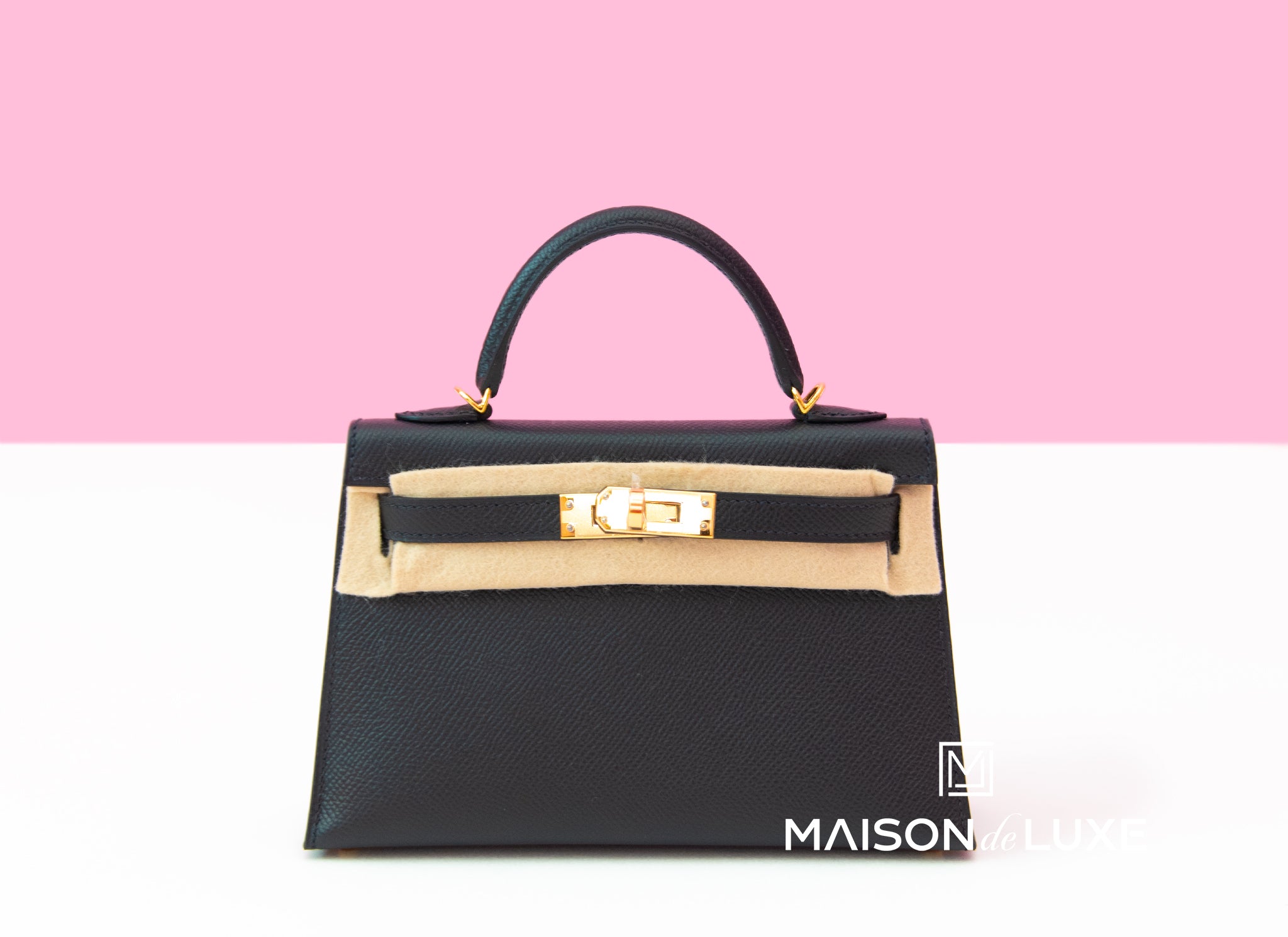 Hermes Black Mini Kelly II 20 Epsom Gold Hardware