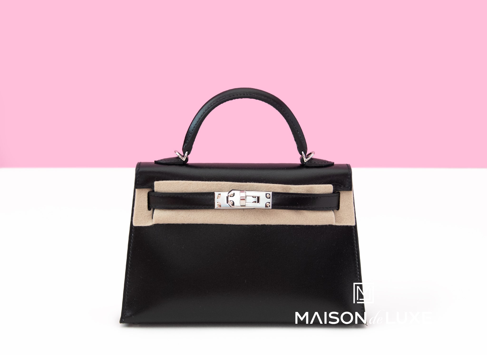 Black Leather Inspired Mini Kelly Bag