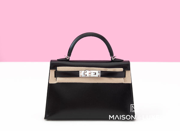 Hermès Micro Mini Kelly Twilly Bag Charm Black Box Calf Leather Palladium Hardware