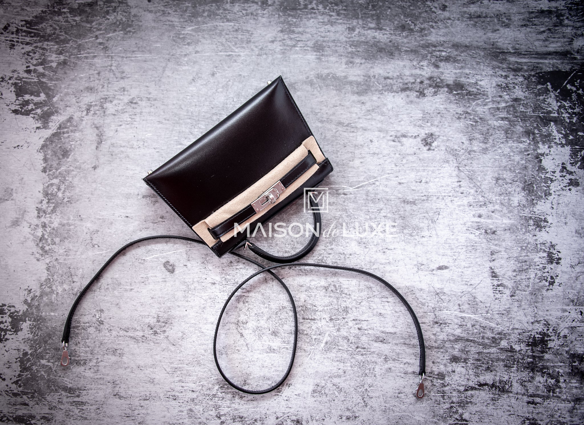 Hermes Mini Kelly II 20 Black Box Leather Palladium Hardware Bag