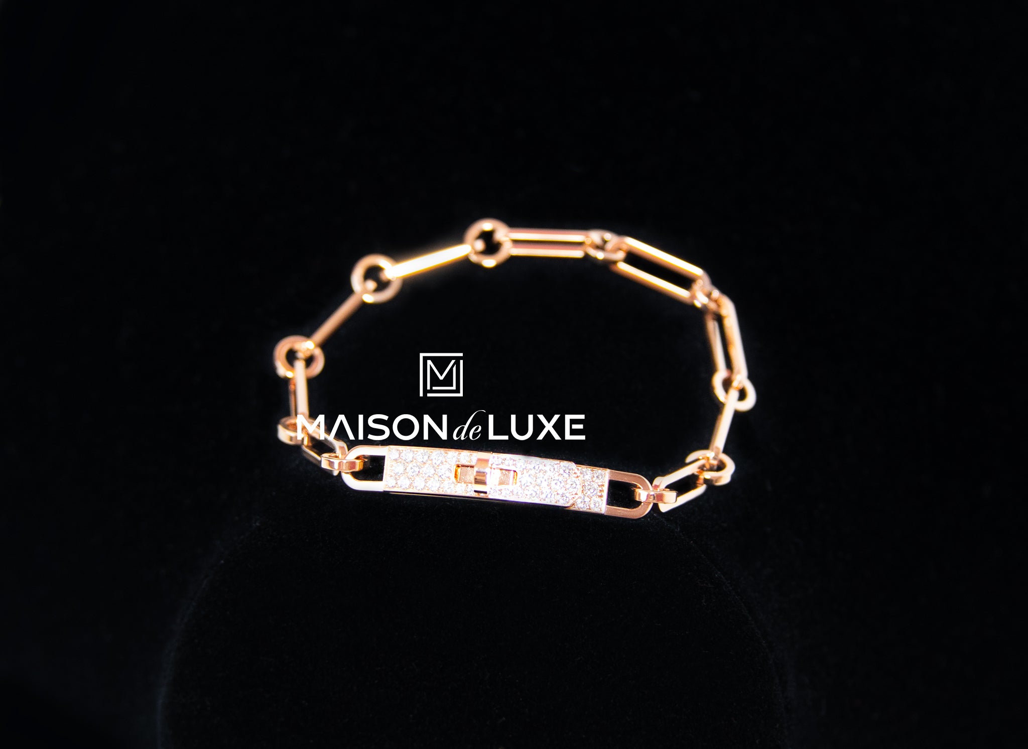 Hermes Rose Gold Diamond Kelly Chaine Bracelet St