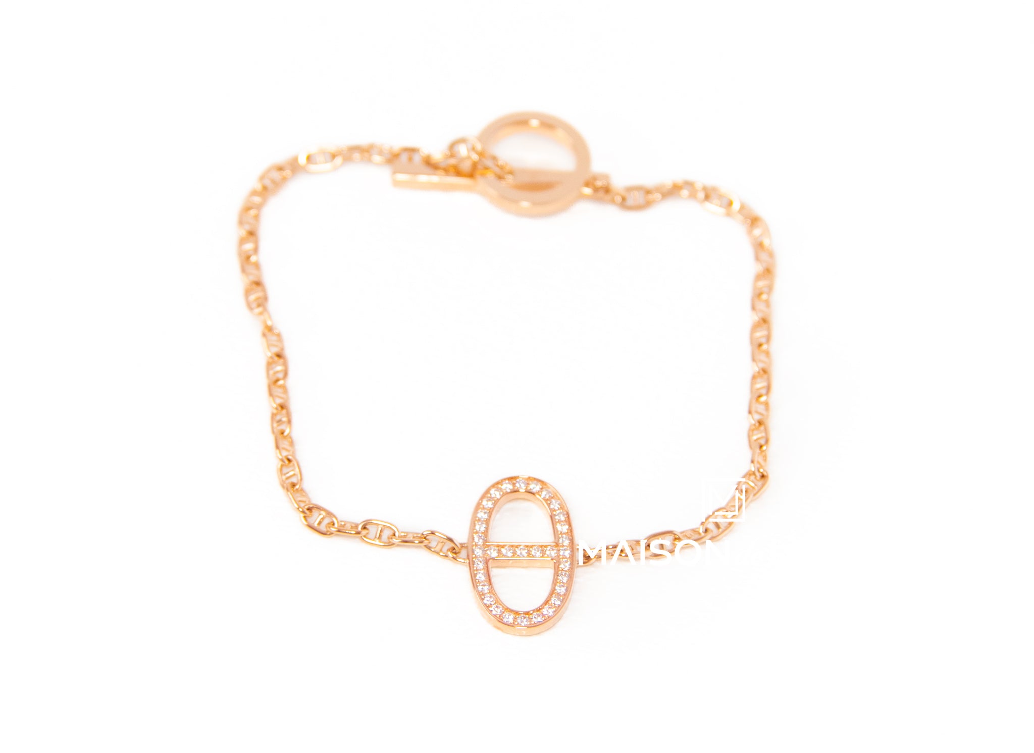 Hermès 18K Rose Gold and Diamond Kelly Bracelet