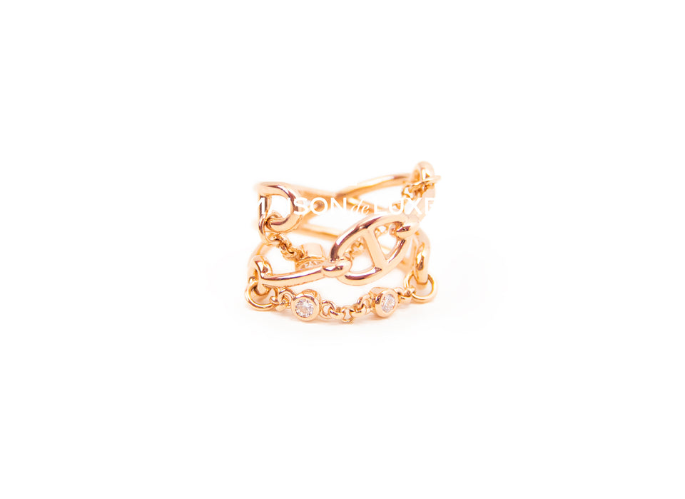 Hermes Rose Gold Chaine d'ancre Chaos Ring 53
