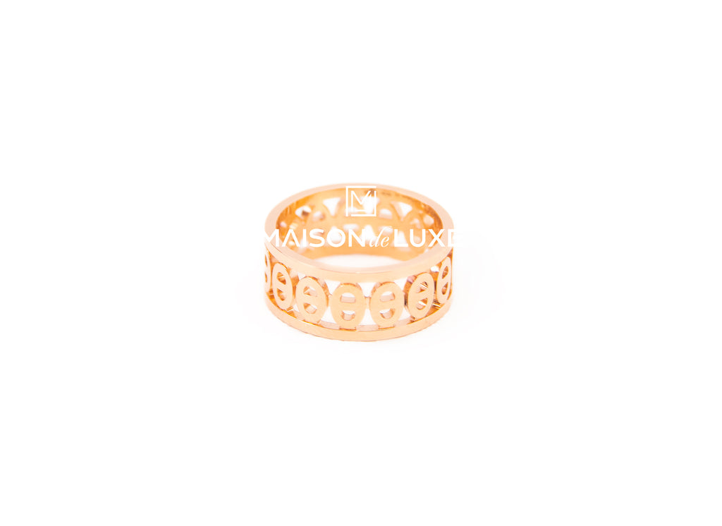 Hermes Rose Gold Chaine d'ancre Divine Ring 53