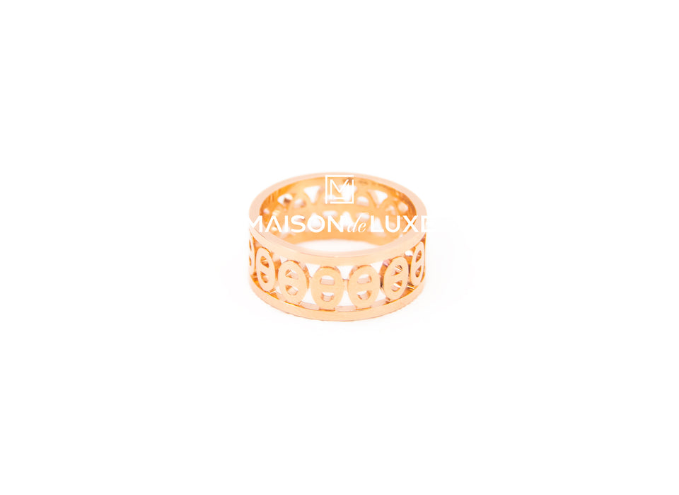 Hermes Rose Gold Chaine d'ancre Divine Ring 53