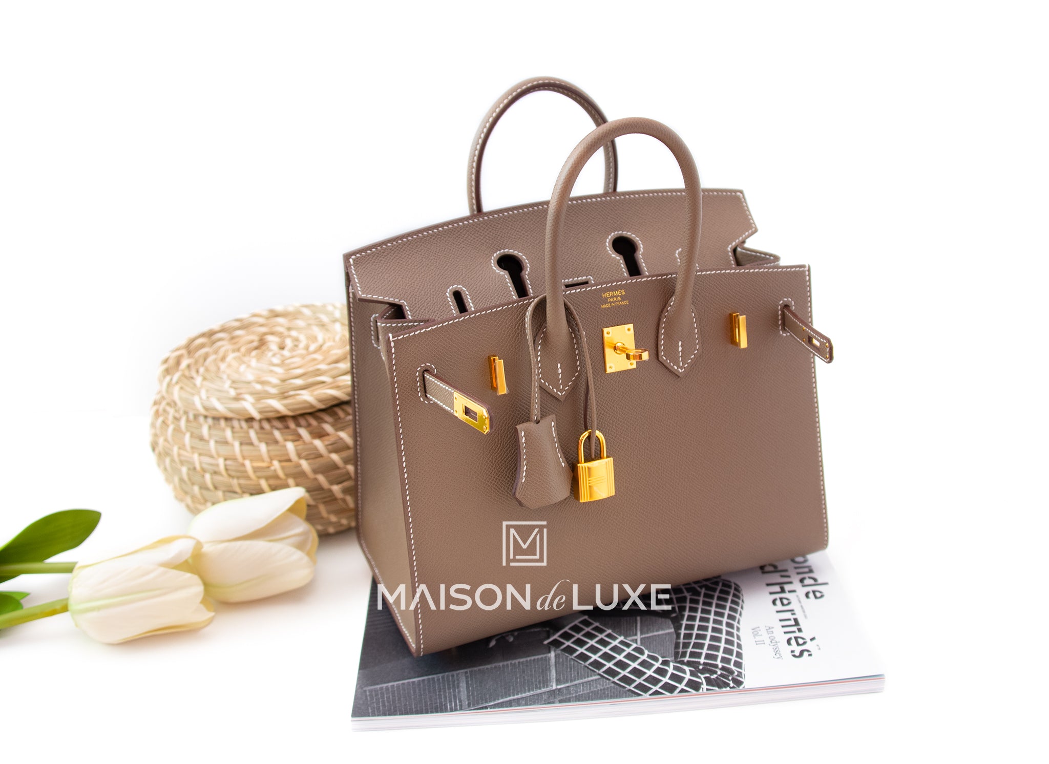 Hermès Birkin 25 In Gris Etain Epsom With Gold Hardware