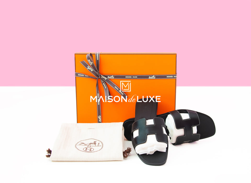 Hermes Women's Black Oran Sandal 38
