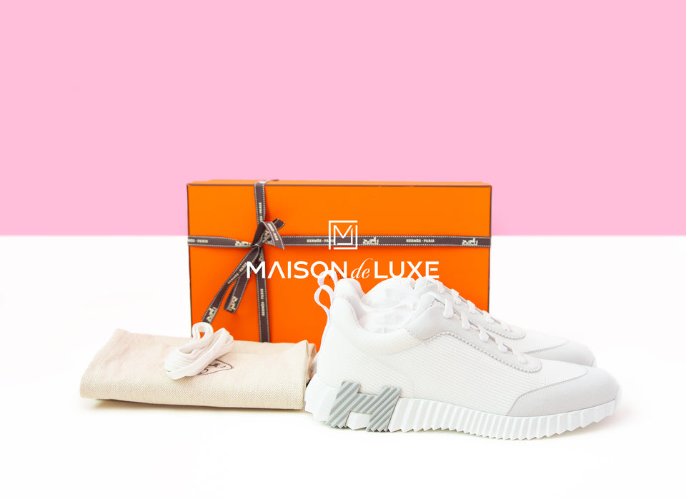 Hermes Men's White Bouncing 43 Sneaker