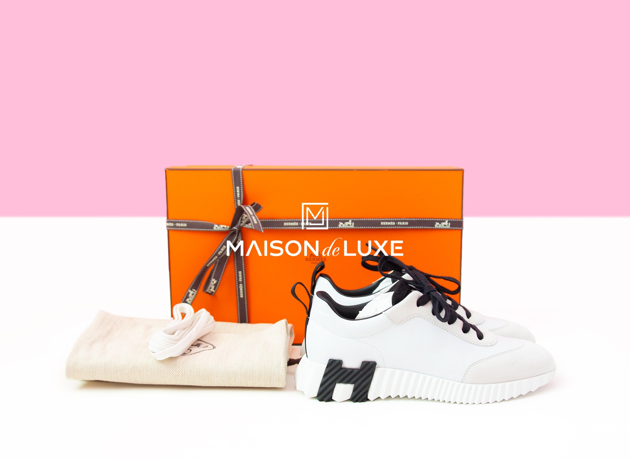 Hermes Women's White Bouncing Sneaker Shoes – MAISON de LUXE