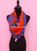 Hermes "Coupe de Gala" Red Wash Twill Silk 90 cm Scarf