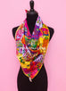 Hermes "Animapolis" Pink Twill Silk 90 cm Scarf