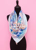 Hermes "L'Art du Sarasa" Blue Twill Silk 90 cm Scarf