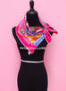 Hermes "L'Art du Sarasa" Pink Twill Silk 90 cm Scarf