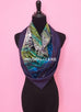 Hermes "Jungle Love Rainbow" Blue Twill Silk 90 cm Scarf