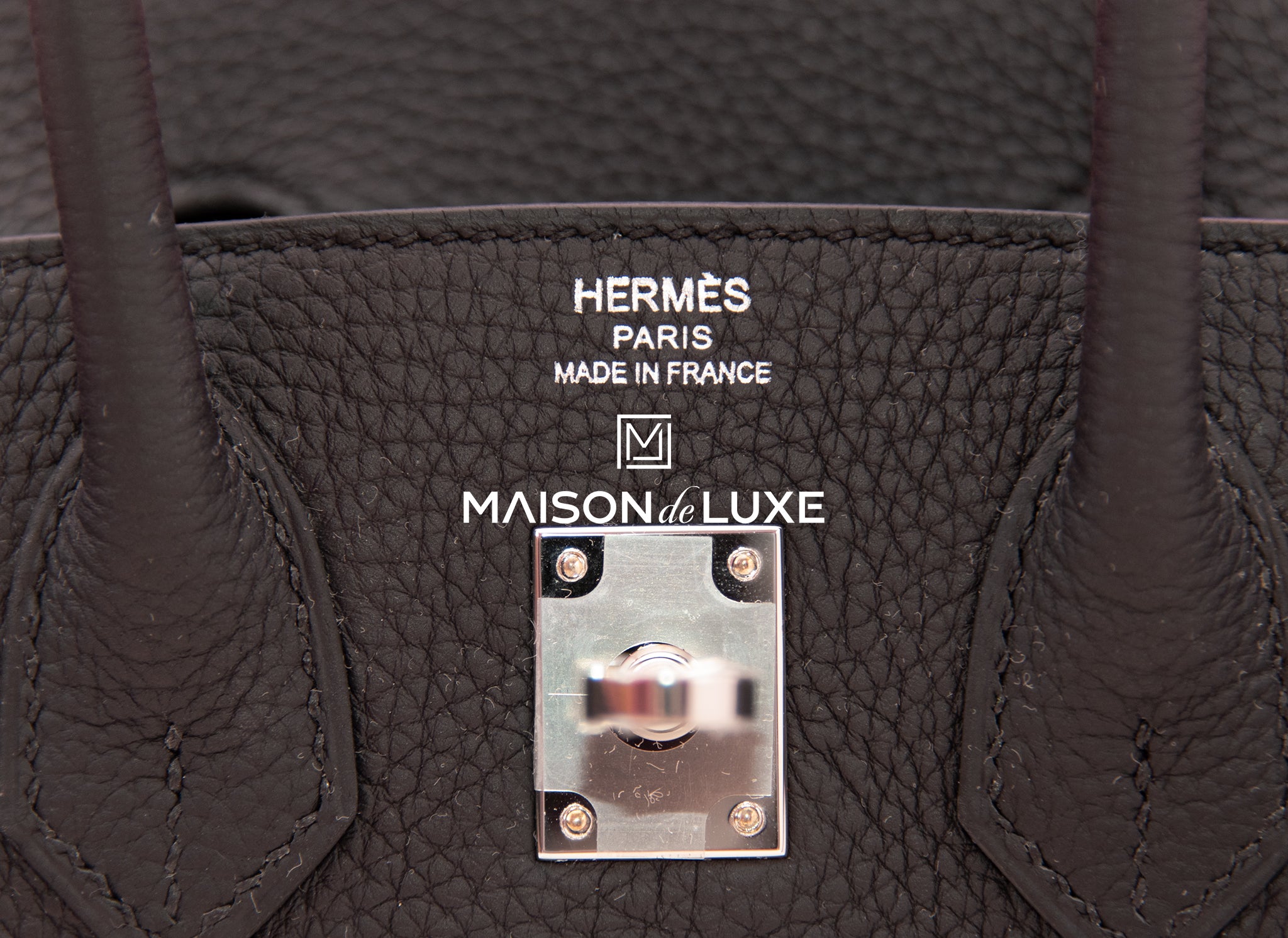 Hermes Birkin 25 Bag Black Palladium Hardware Togo Leather • MIGHTYCHIC • 