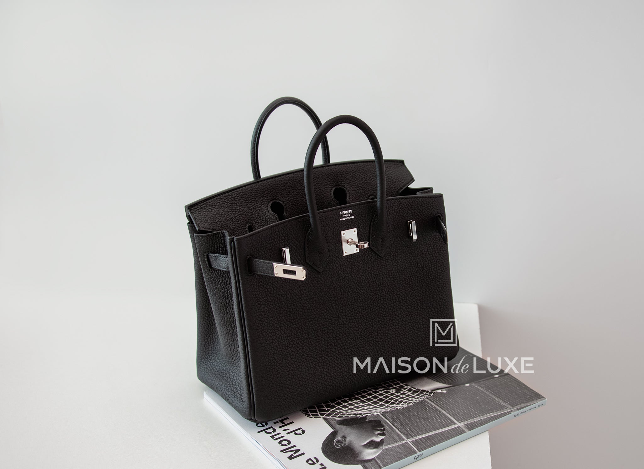 Hermès Birkin 25 Noir (Black) Togo Palladium Hardware PHW