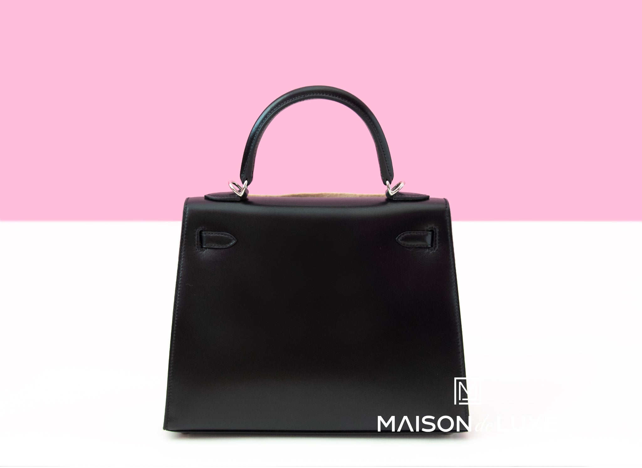 Hermes Kelly Sellier 25 Black Box Palladium Hardware Bag – MAISON