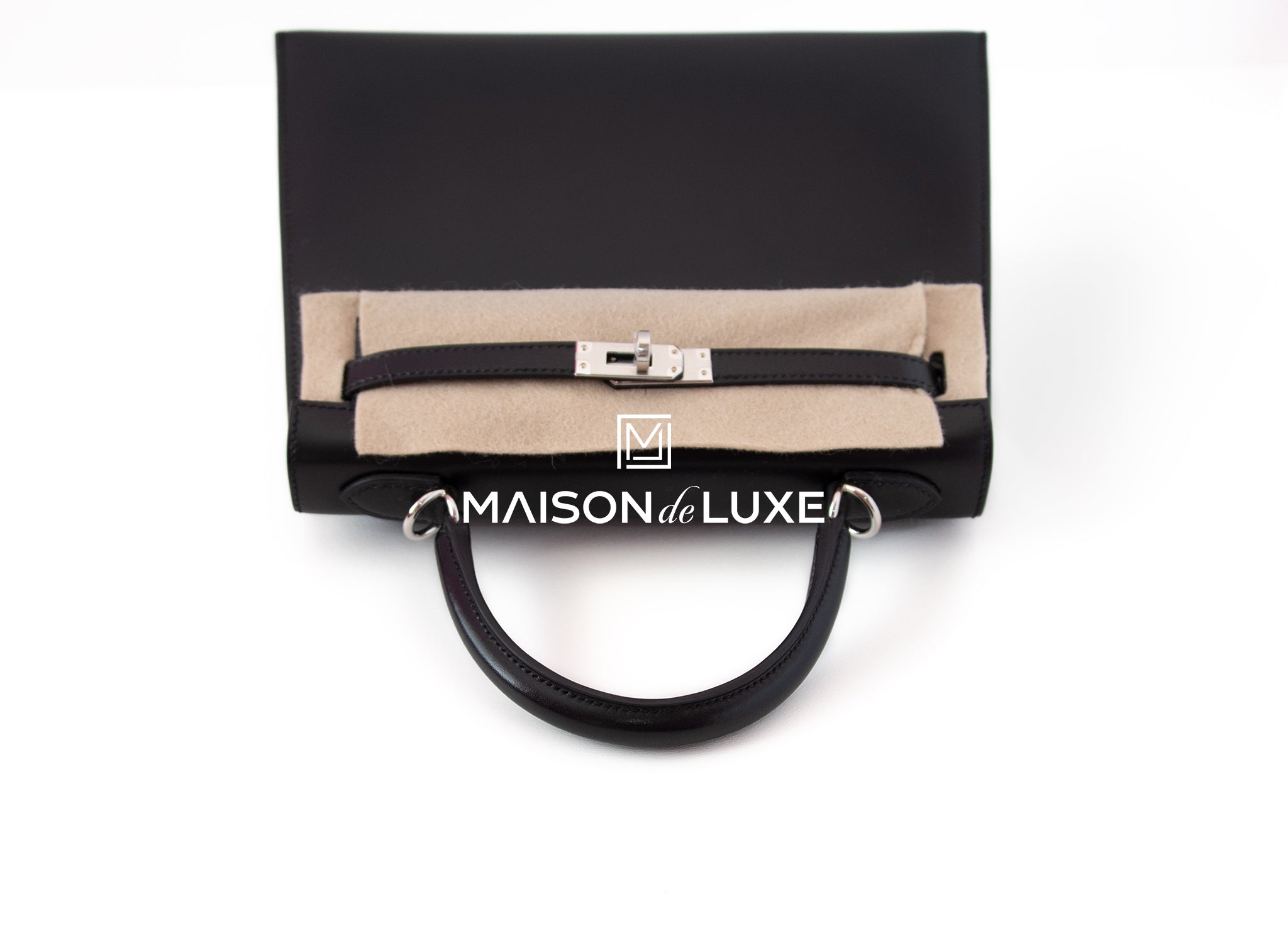 Hermes Kelly Sellier 25 Black Box Palladium Hardware Bag – MAISON de LUXE