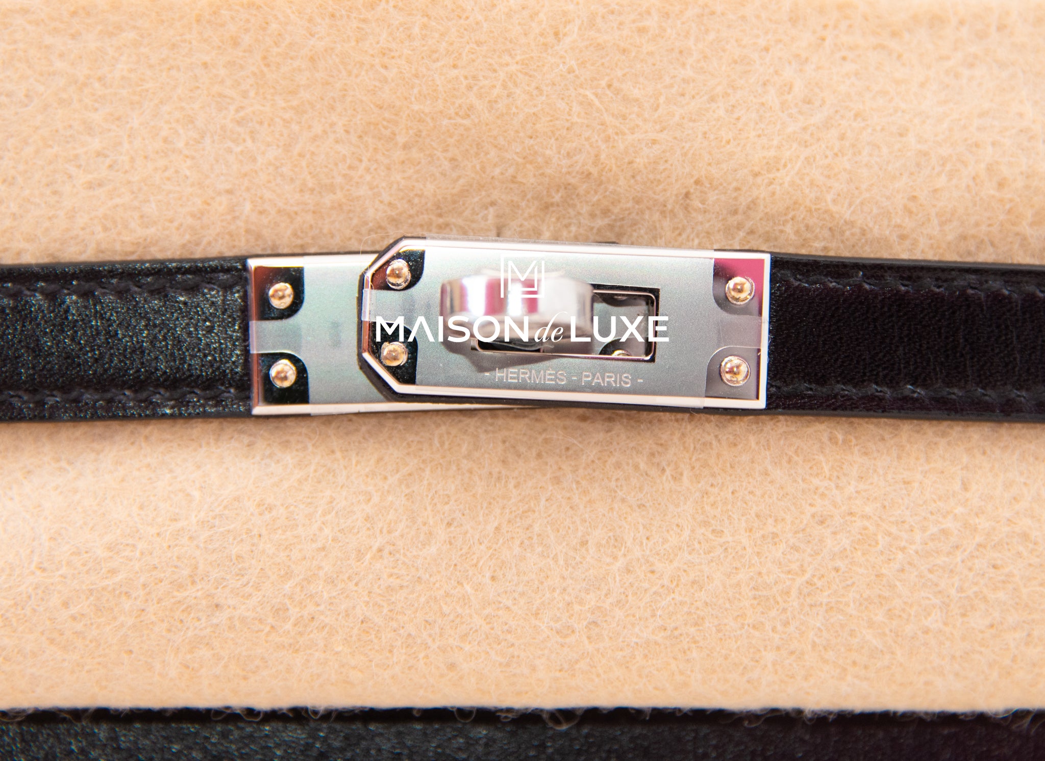 Hermes Black Epsom Kelly Belt With Palladium Hardware