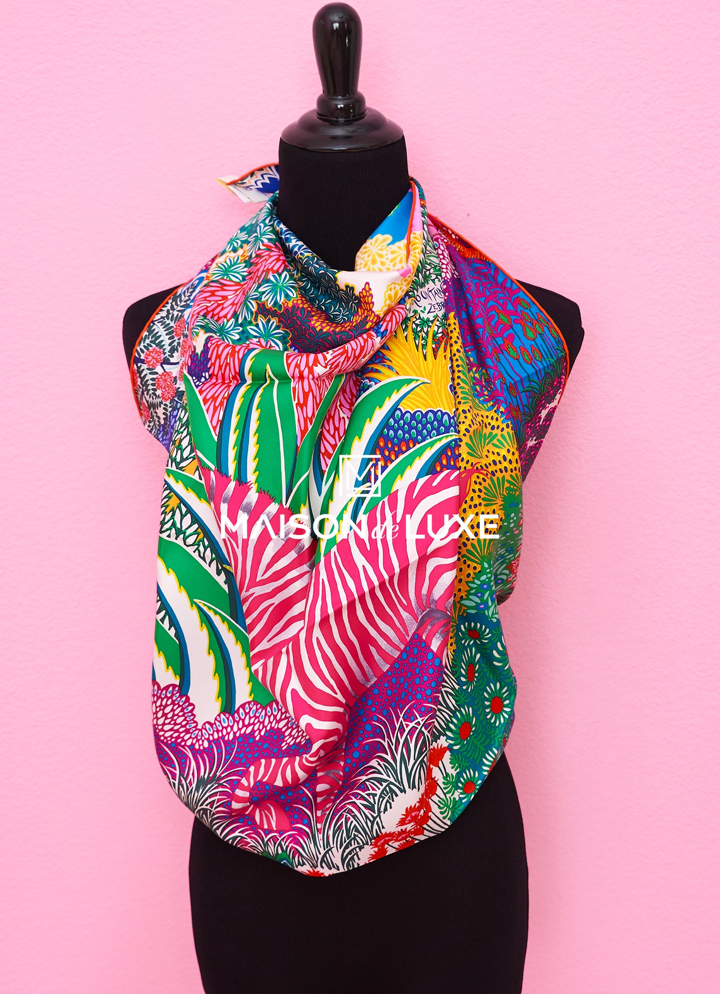 Women's Pink Long Silk Scarf - Floral - Elizabetta