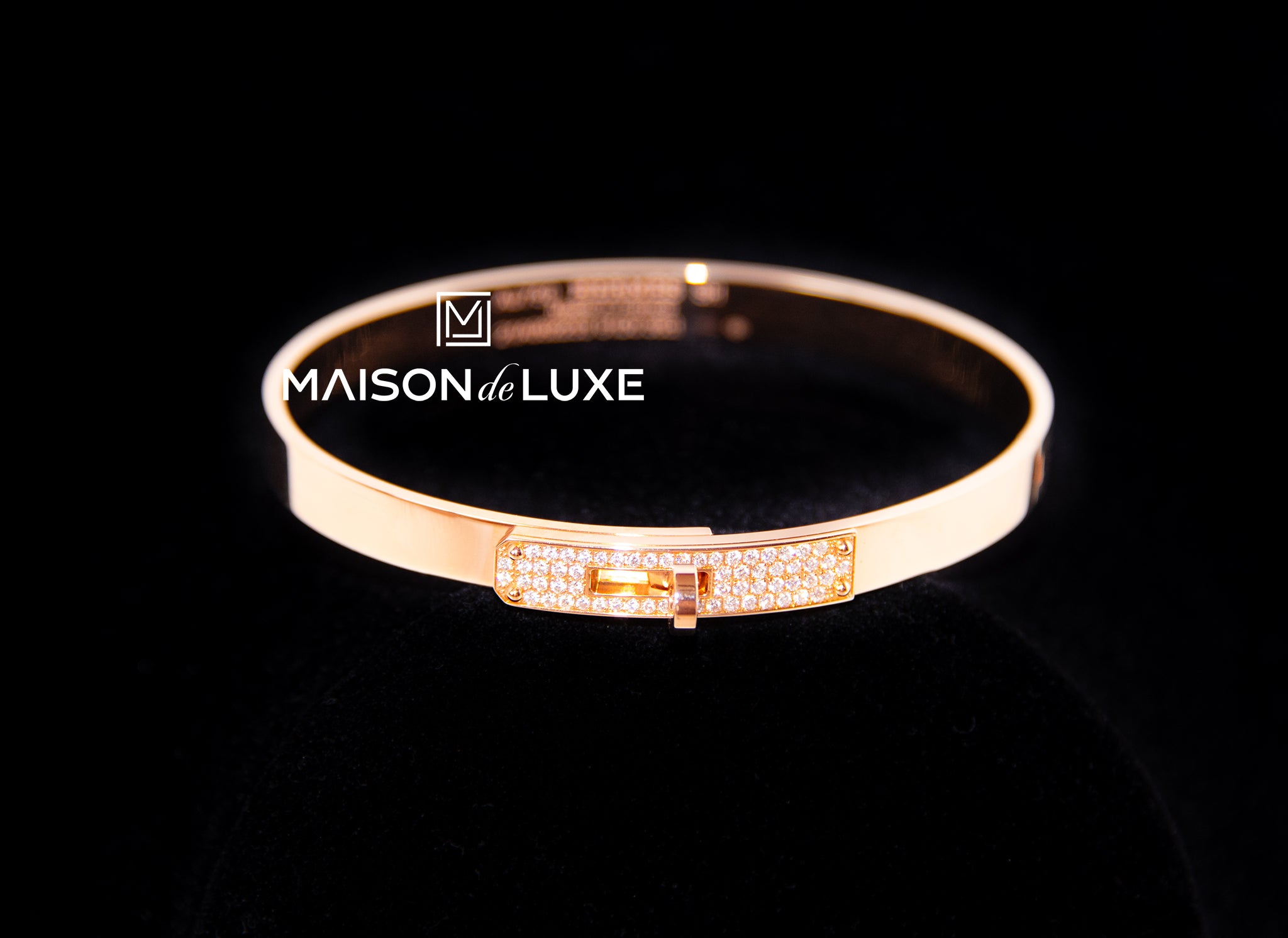 Hermes White Gold Pave Diamond Kelly Bracelet Bangle Cuff ST – MAISON de  LUXE