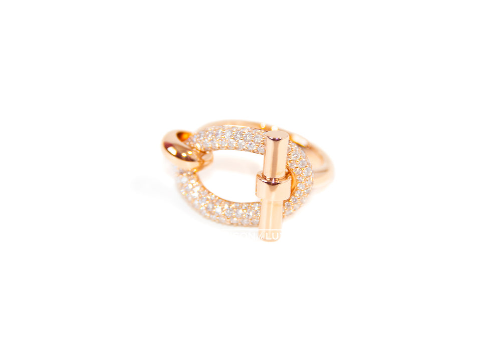 Hermes Rose Gold Diamond Adage Ring 52