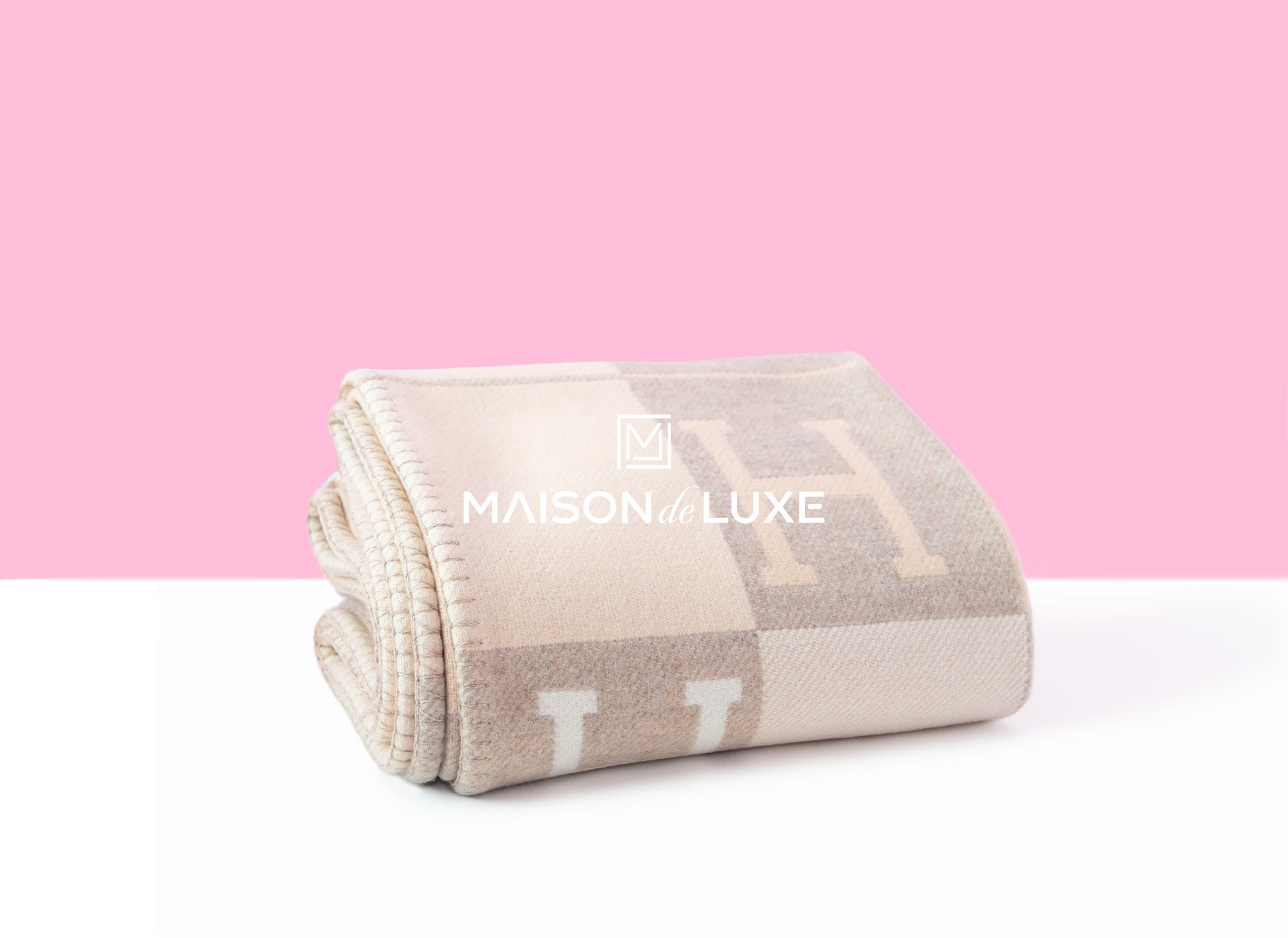 Hermes Large Camomille Beige Wool Cashmere H Avalon III Blanket