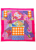 Hermes "L'Art du Sarasa" Pink Twill Silk 90 cm Scarf