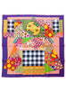 Hermes "L'Art du Sarasa" Purple Twill Silk 90 cm Scarf