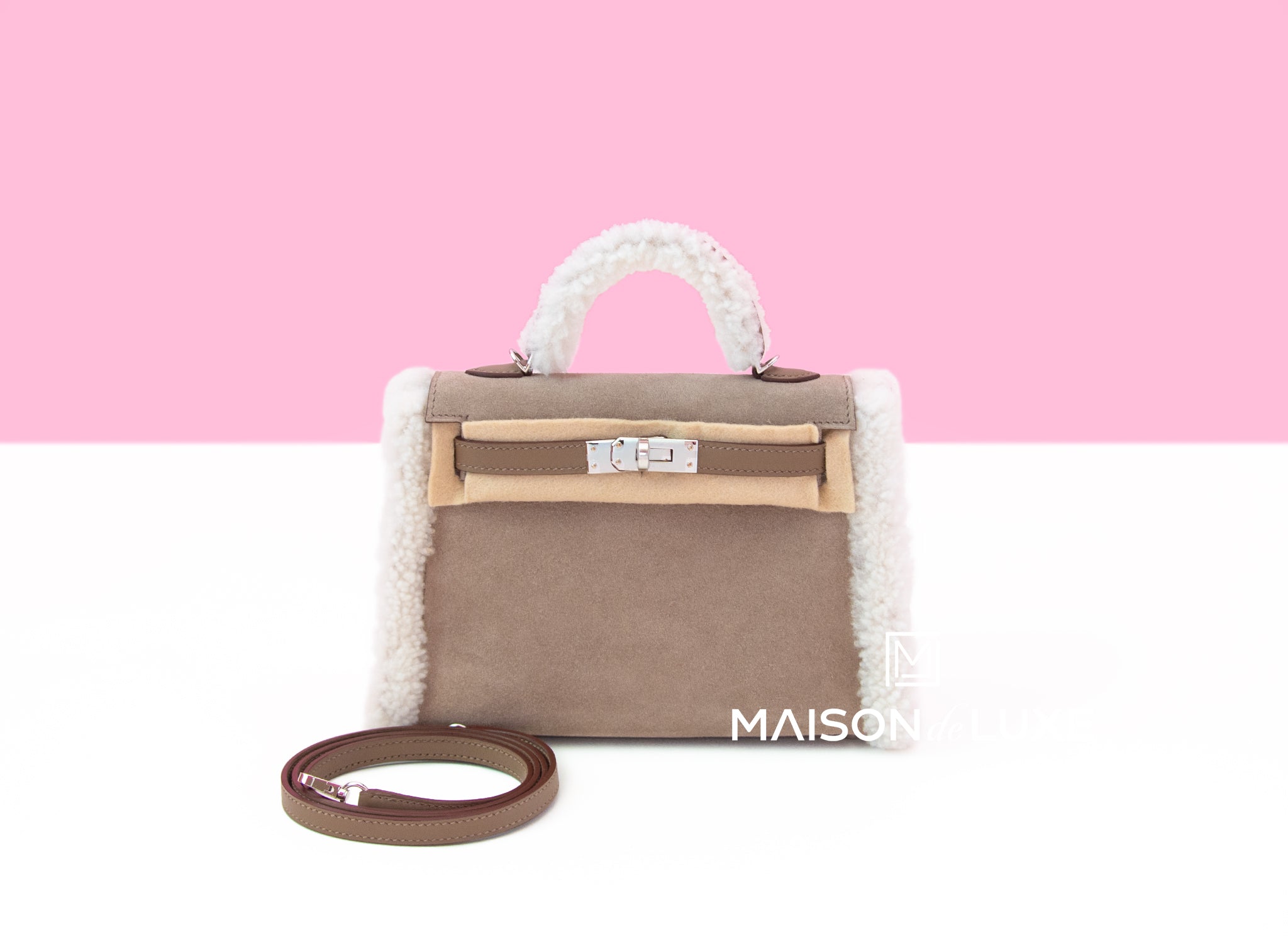 Hermes “Teddy” Plush Mini Kelly II 20 Gris Caillou Etoupe Grizzly