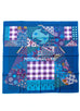 Hermes "L'Art du Sarasa" Blue Twill Silk 90 cm Scarf