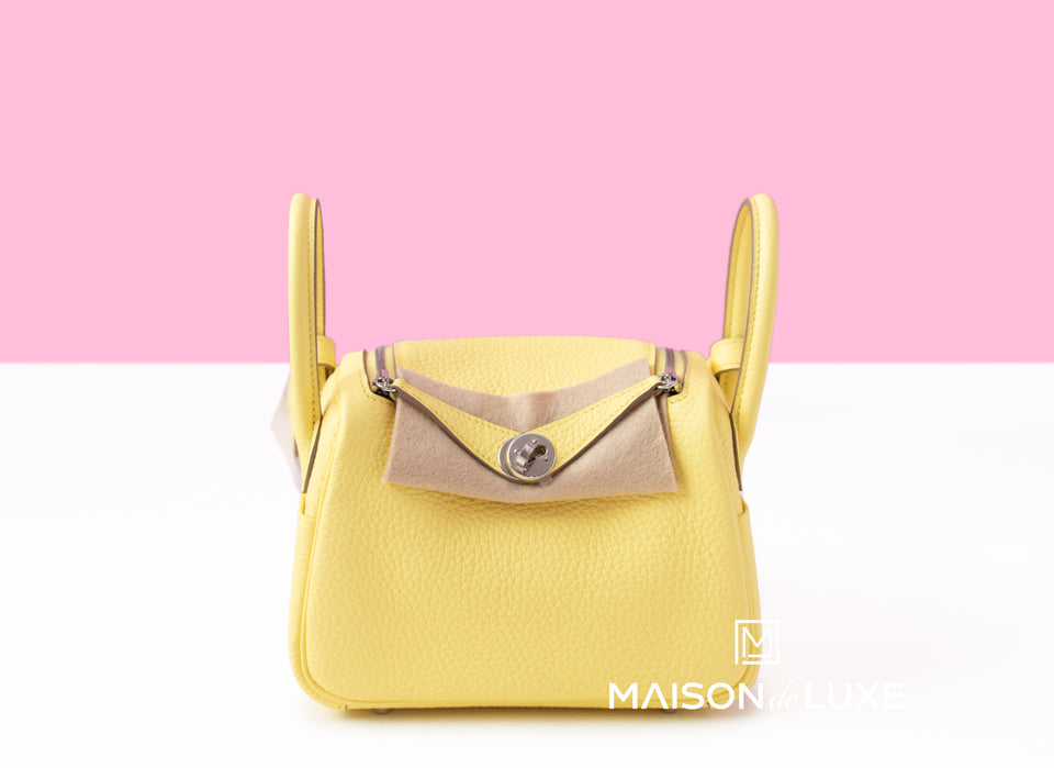 Hermes Mini Lindy 20 Limoncello Clemence Palladium Hardware