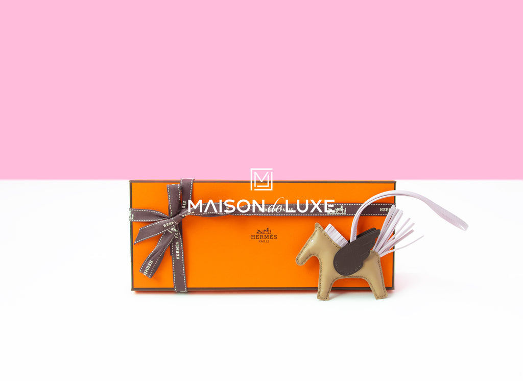 Hermes Beige Marfa / Mauve Pale / Moka Pegase Bag Charm PM