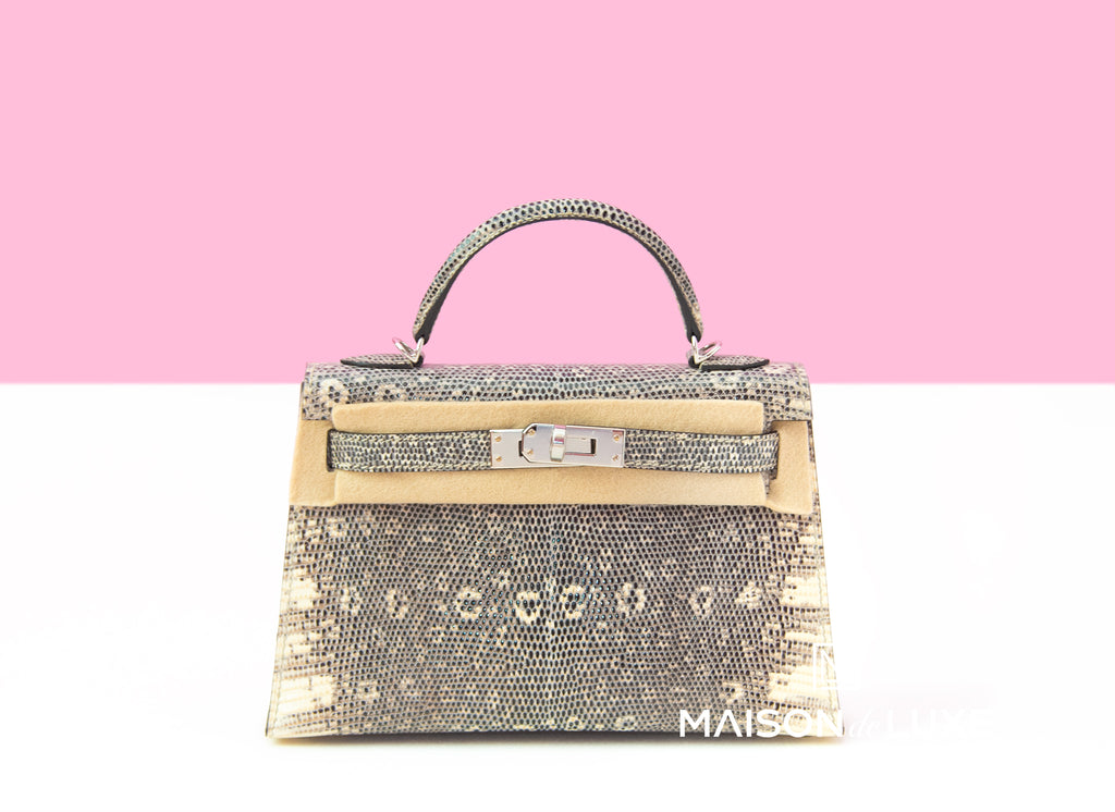 Hermes Mini Kelly II 20 Ombré Lizard Natural