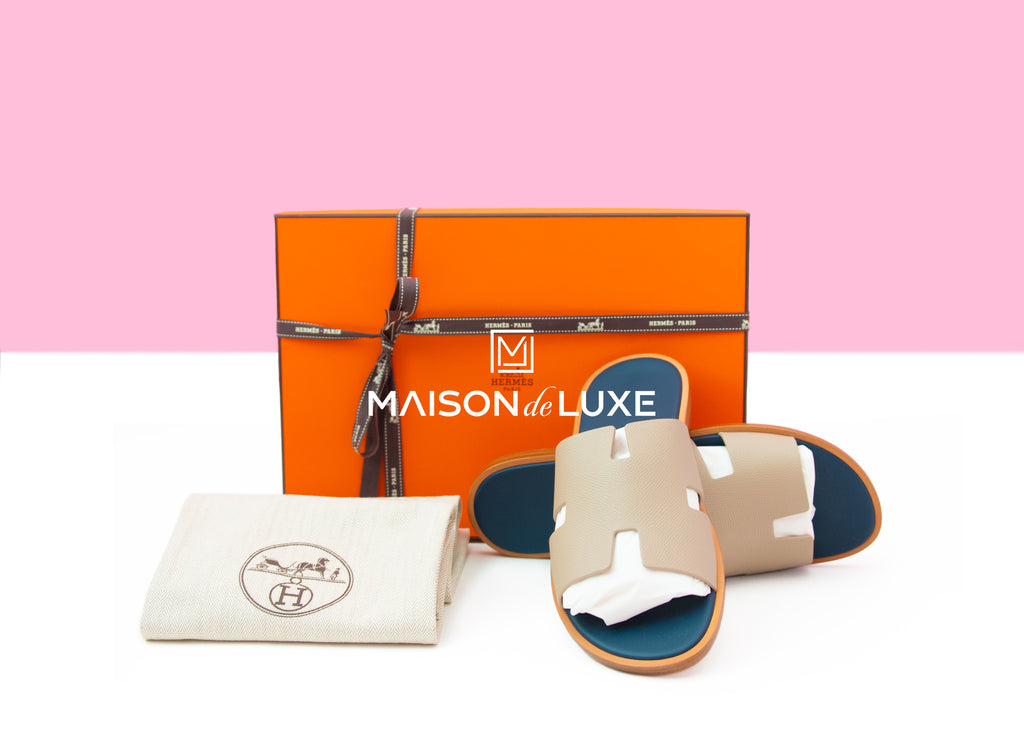 Hermes Men's Blanc Gomme / Blue Celeste  Izmir Sandal 43