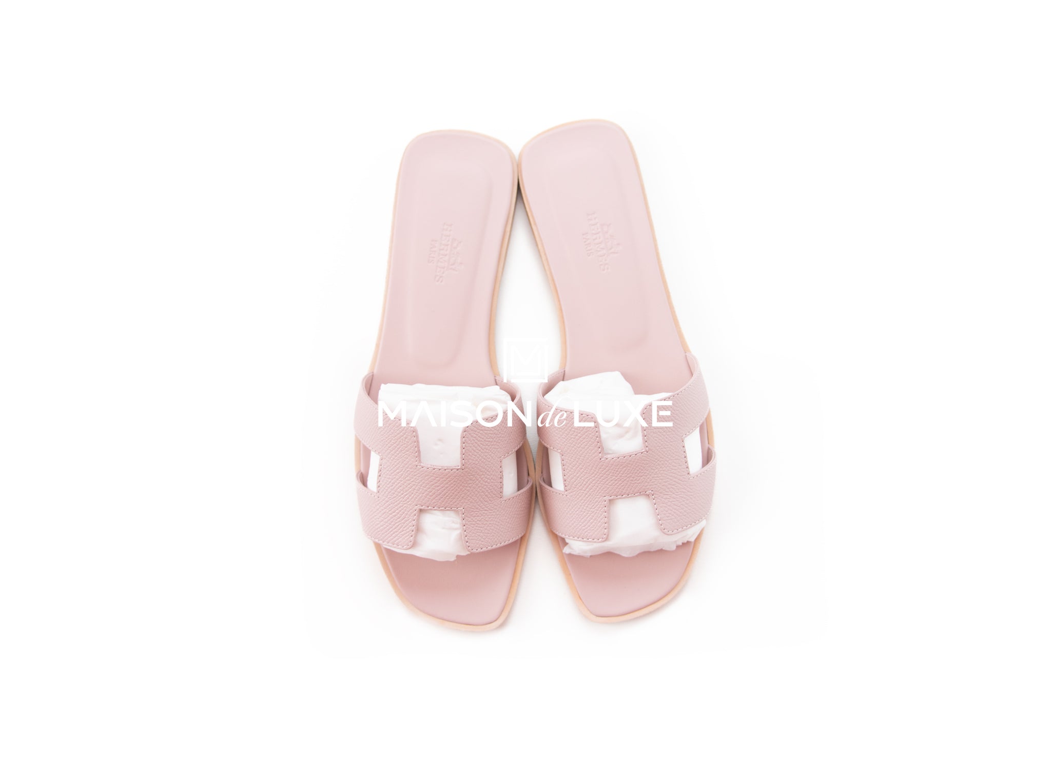 Hermes Women's Rose Porcelaine Pink Oran Sandal Shoes