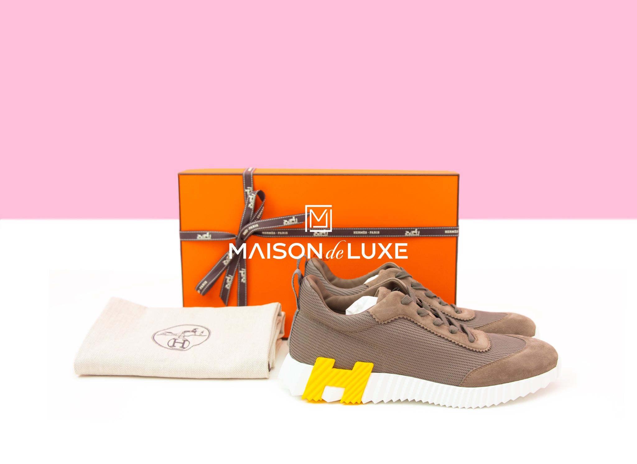 Hermes Men's Etoupe Bouncing 42 Sneaker Shoes – MAISON de LUXE