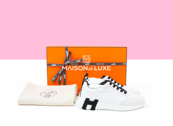 Hermes Women's White Bouncing 36 Leather Sneaker Shoes – MAISON de