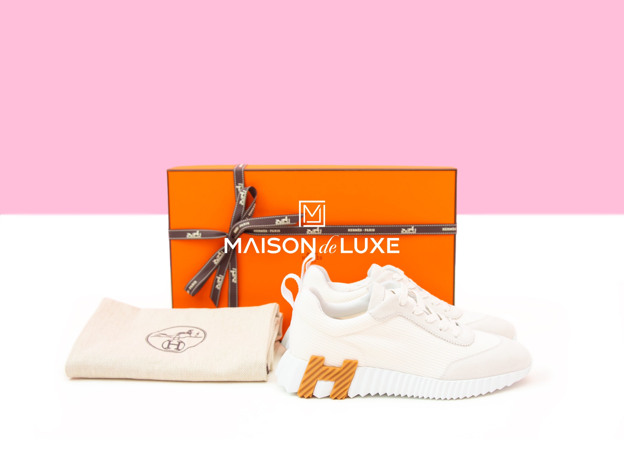 Hermes Women's White Bouncing 38 Sneaker MAISON de LUXE