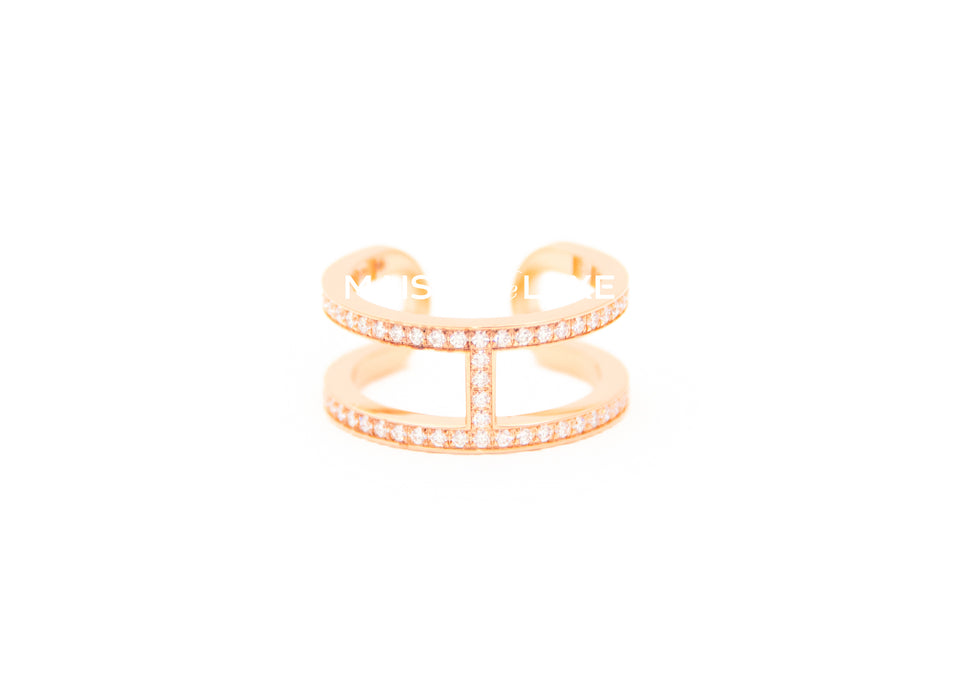 Hermes Rose Gold Ever Chaine d'ancre MM Ring 52