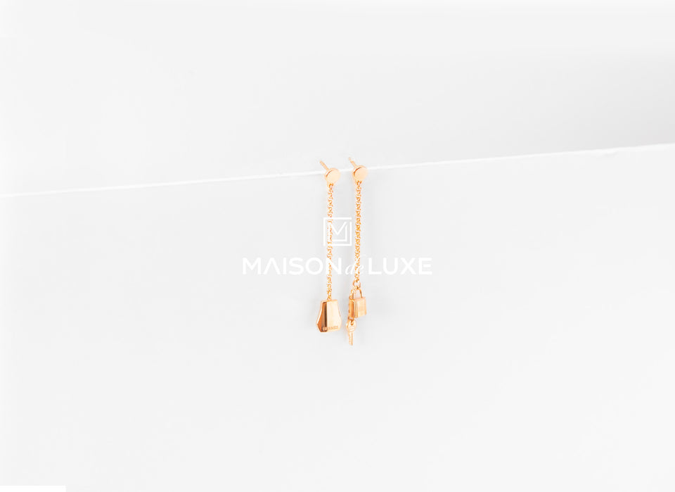 Hermes Rose Gold Kelly Clochette Earrings