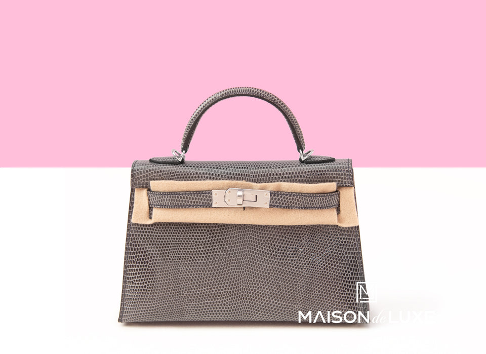 Hermes Mini Kelly II 20 Ardoise Lizard Palladium Hardware