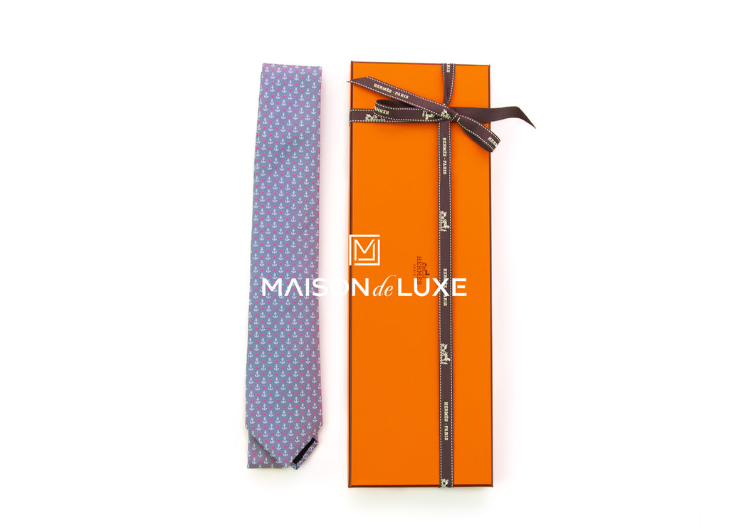 Hermes Tie 7 Stars Maillon tie Gray