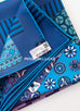 Hermes "L'Art du Sarasa" Blue Twill Silk 90 cm Scarf