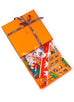 Hermes "Animapolis" Orange Twill Silk 90 cm Scarf