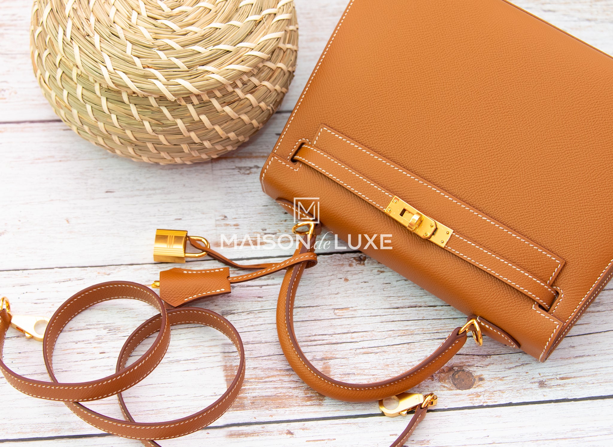 Hermes Kelly Sellier 32 Gold Epsom Gold Hardware