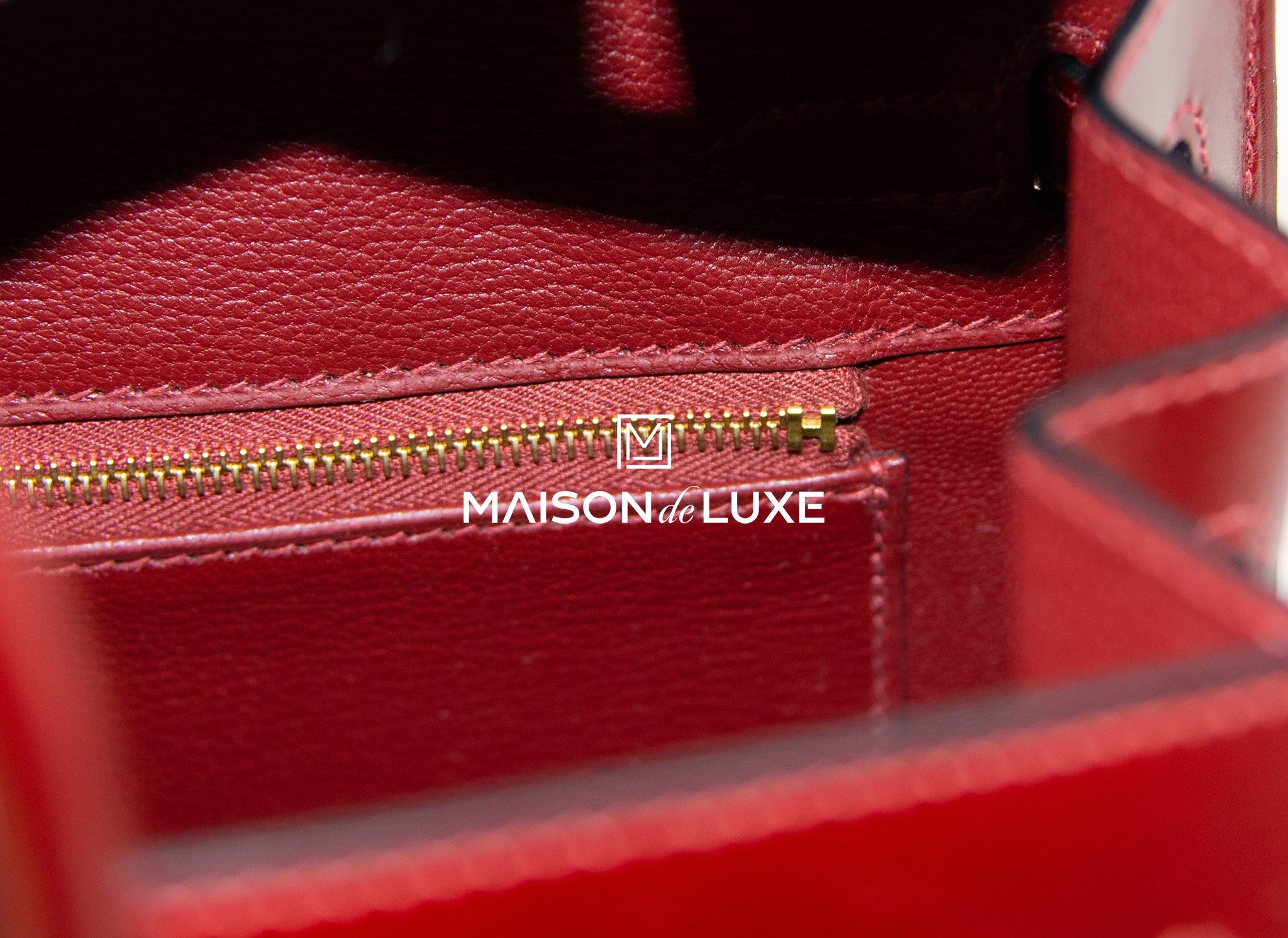 A PERSONALIZED ROUGE H CALF BOX LEATHER HAC BIRKIN 60 WITH GOLD HARDWARE